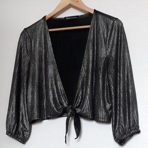 Black/Silver Metallic Shrug by Black Collection, Sz. M